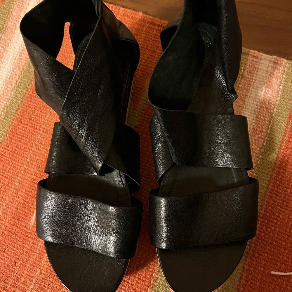 Eileen Fisher “Spree” Leather & Mesh Sport Ankle Strap Platform Sandal.